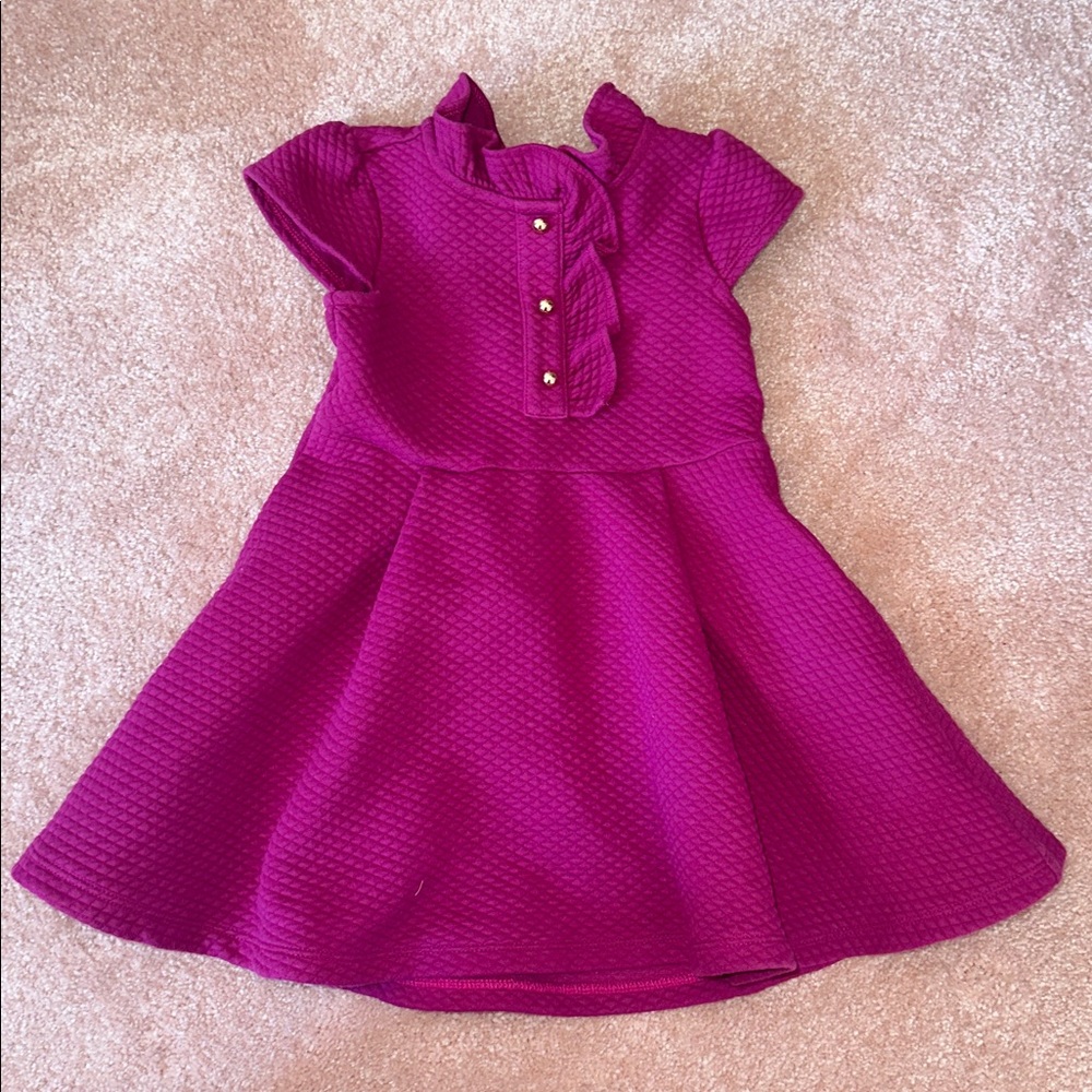 Janie and Jack Ruffle Quilted Dress, Fuchsia, size 2T